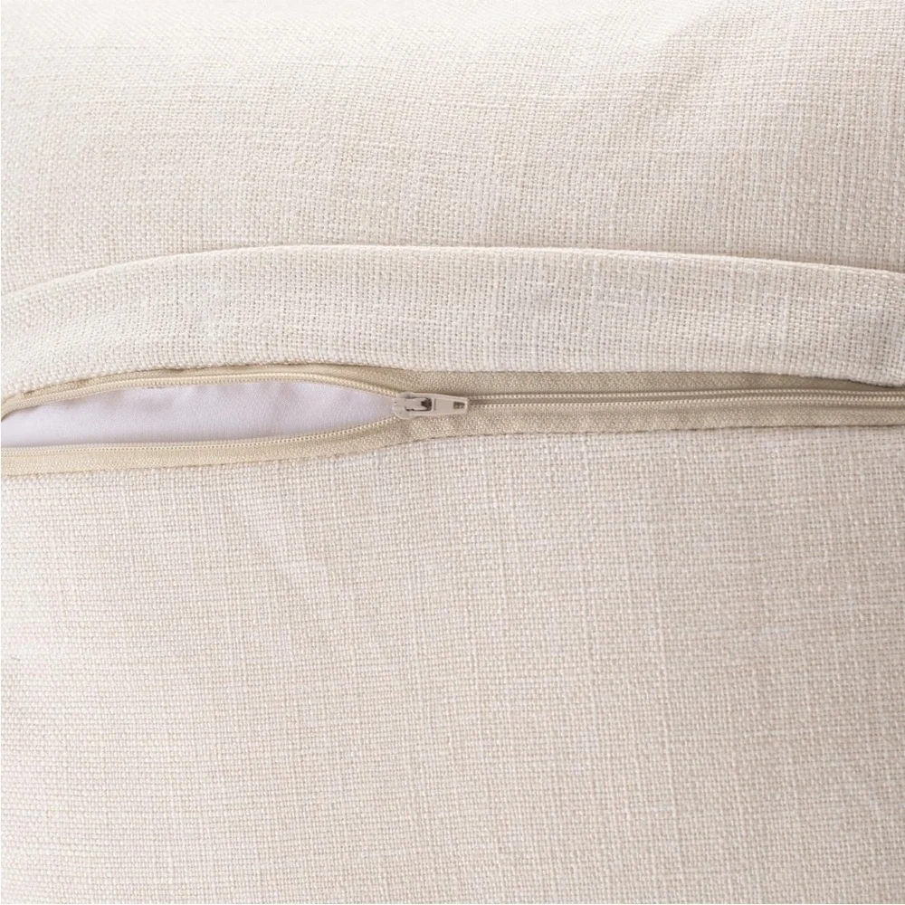 Farmhouse Mid Century Modern Bohemian Decorative Ivory Linen Pillow Case Cover